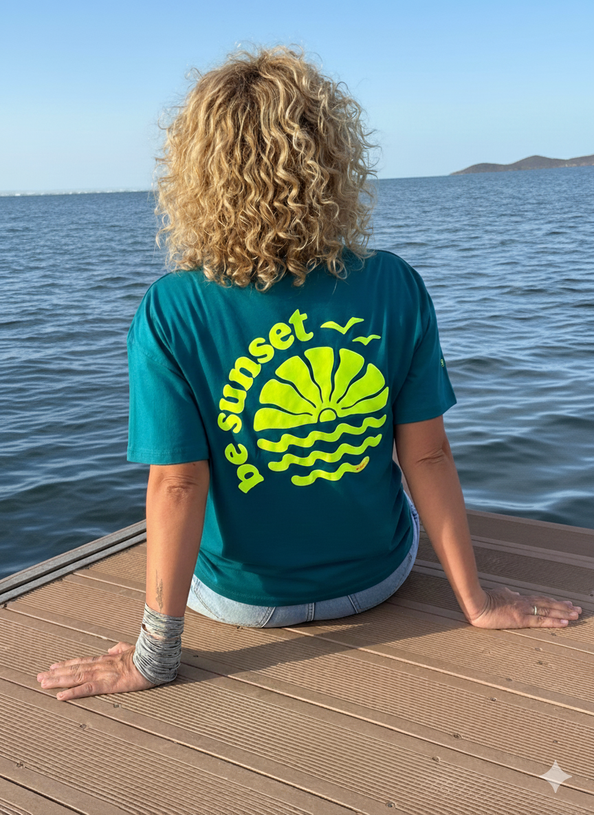 Camiseta Oversize BE SUNSET Mujer - Algodón Orgánico