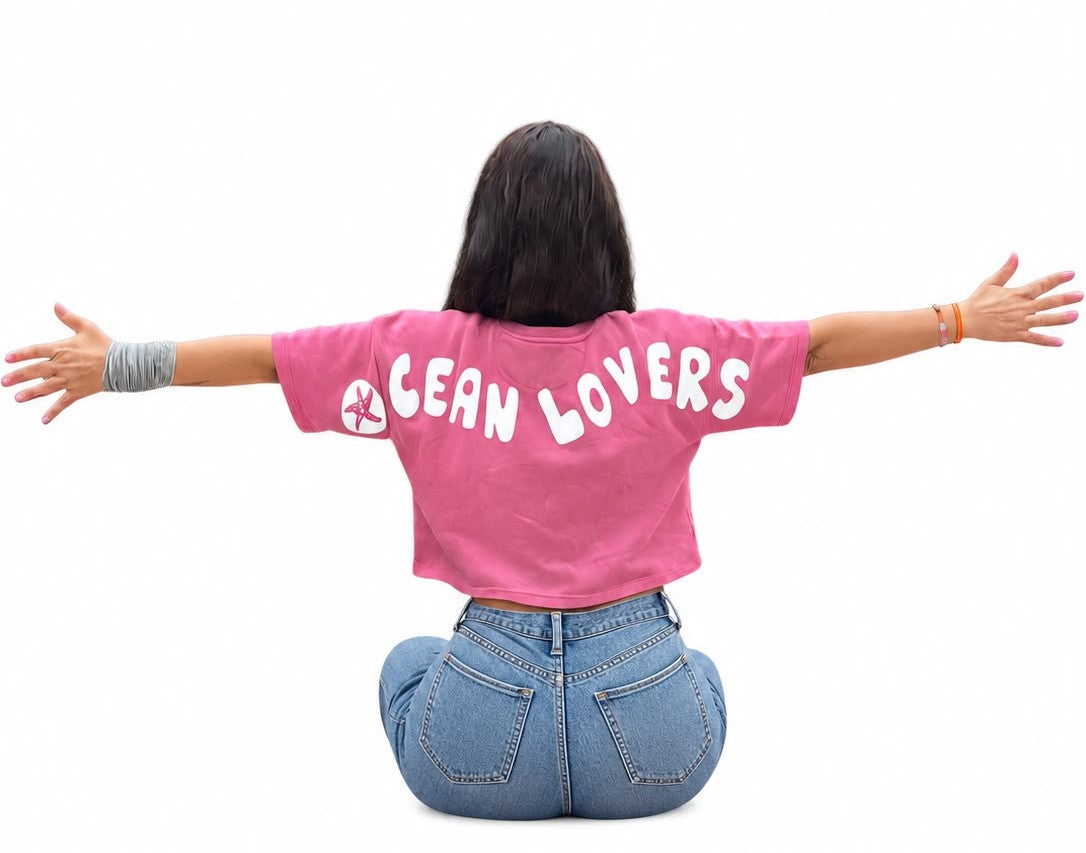 SUDADERA CROP MANGA CORTA - OCEANLOVERS