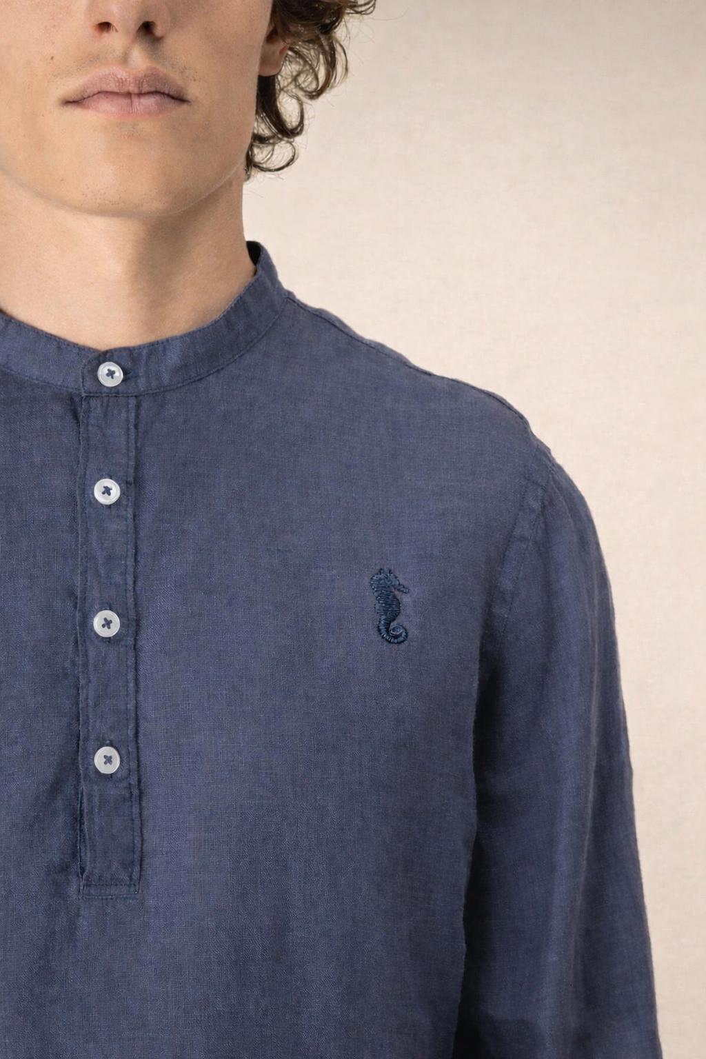 Camisa de Lino - cuello mao
